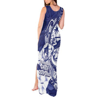 Guam Chief Quipuha Tank Maxi Dress Polynesian Pattern With Guasali Flowers