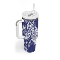Guam Chief Quipuha Tumbler With Handle Polynesian Pattern With Guasali Flowers