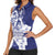 Guam Chief Quipuha Women Sleeveless Polo Shirt Polynesian Pattern With Guasali Flowers