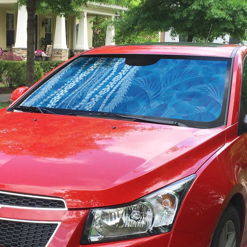 Hawaii Prince Kuhio Auto Sun Shade Blue Hawaiian Lau Maia With Leis LT05 - Polynesian Pride