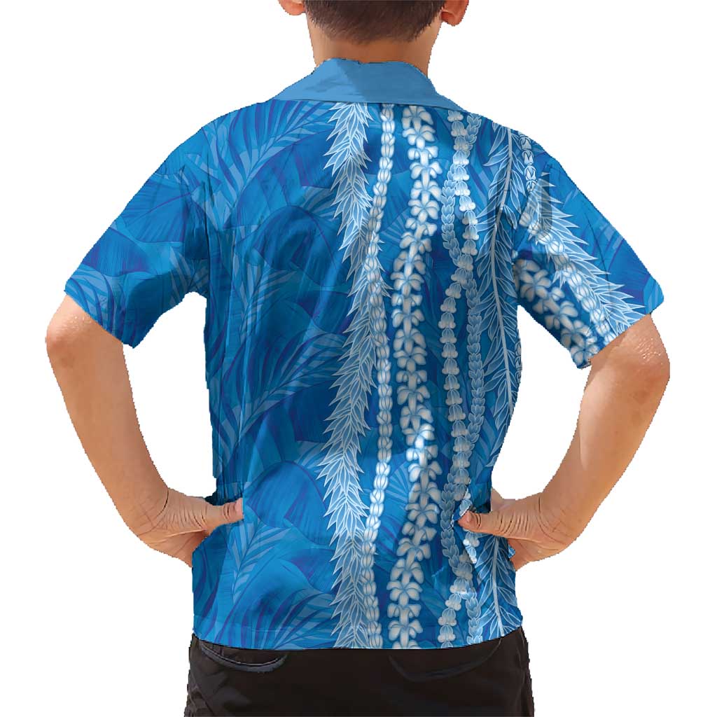Hawaii Prince Kuhio Family Matching Mermaid Dress and Hawaiian Shirt Blue Hawaiian Lau Maia With Leis