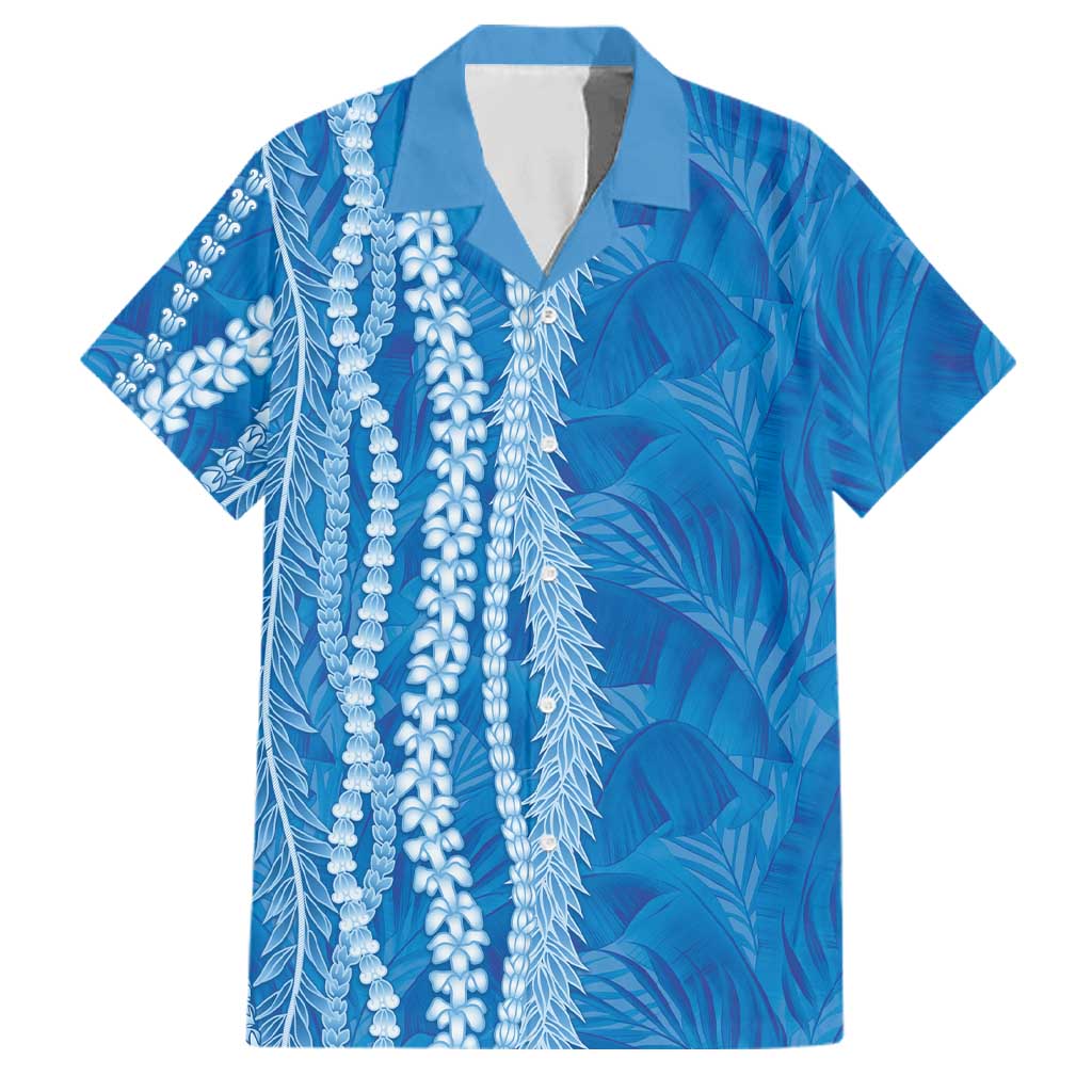 Hawaii Prince Kuhio Family Matching Mermaid Dress and Hawaiian Shirt Blue Hawaiian Lau Maia With Leis