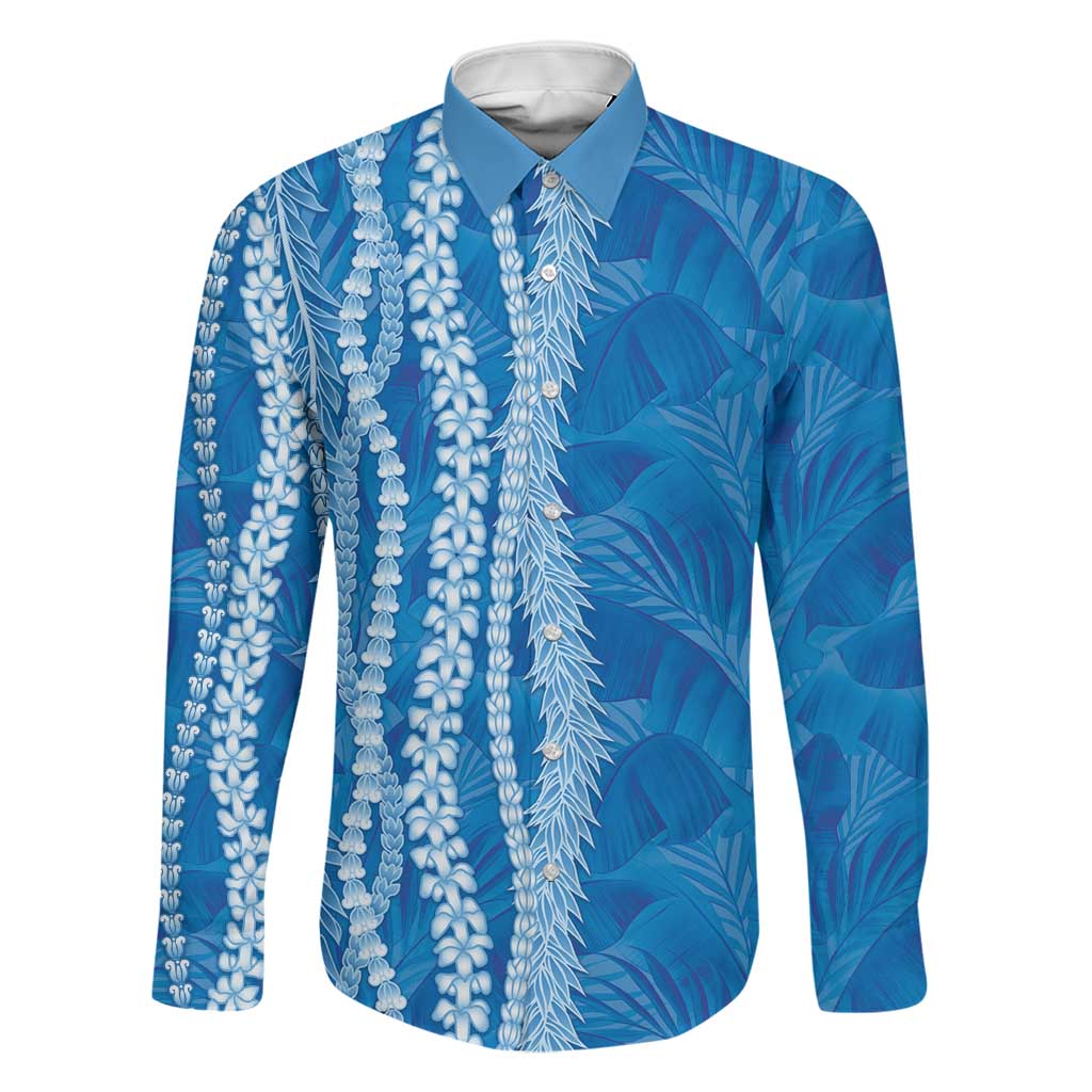 Hawaii Prince Kuhio Family Matching Mermaid Dress and Hawaiian Shirt Blue Hawaiian Lau Maia With Leis