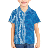 Hawaii Prince Kuhio Family Matching Mermaid Dress and Hawaiian Shirt Blue Hawaiian Lau Maia With Leis