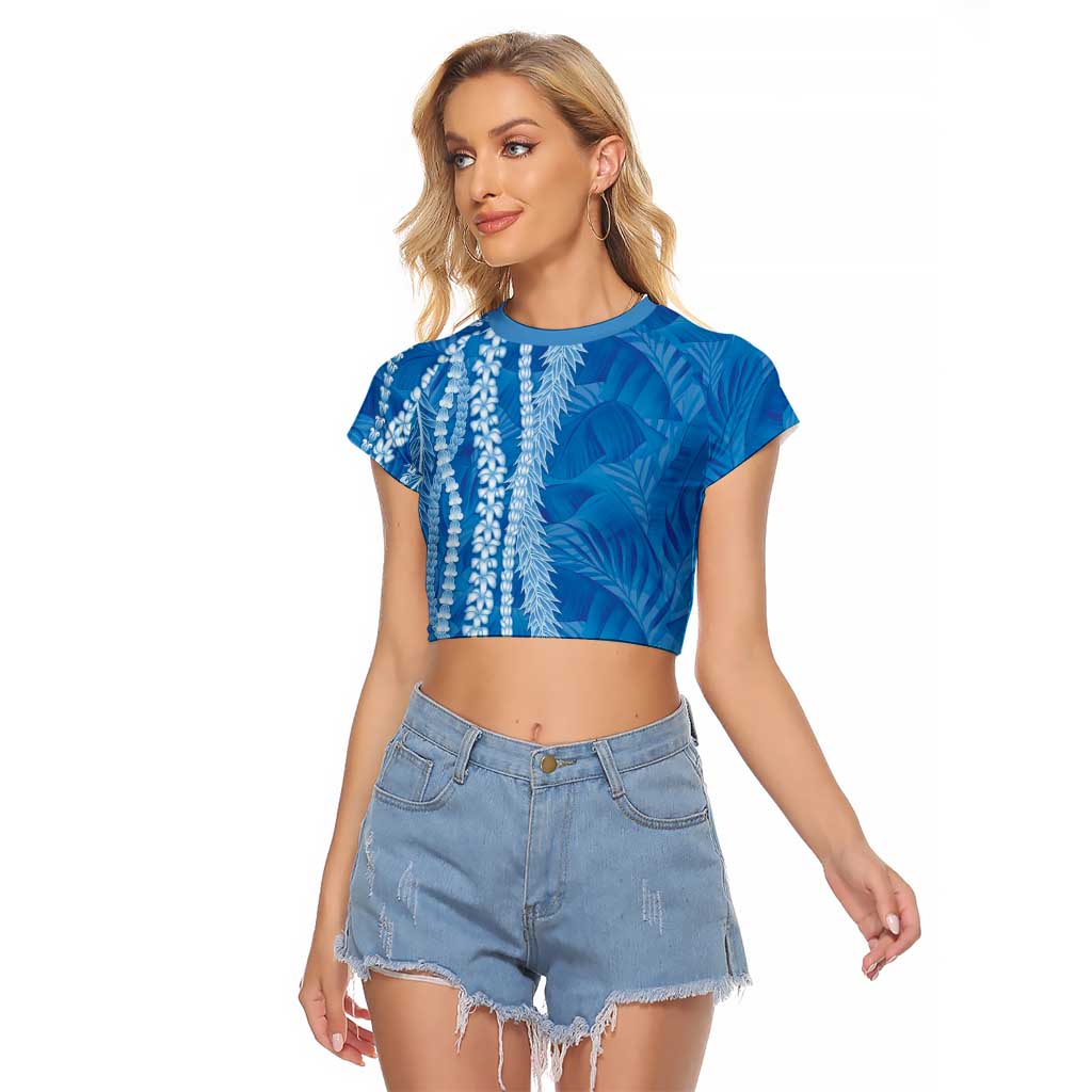 Hawaii Prince Kuhio Raglan Cropped T Shirt Blue Hawaiian Lau Maia With Leis