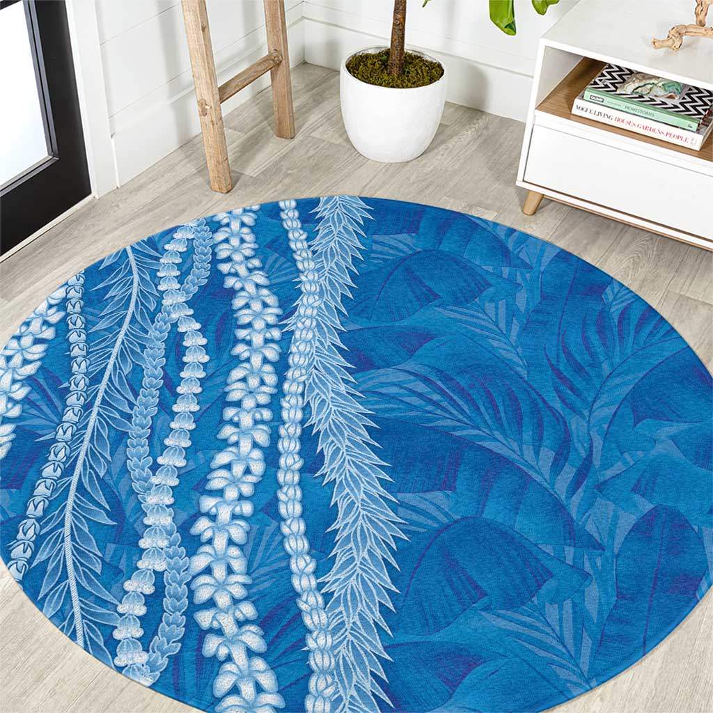 Hawaii Prince Kuhio Round Carpet Blue Hawaiian Lau Maia With Leis LT05 Blue - Polynesian Pride