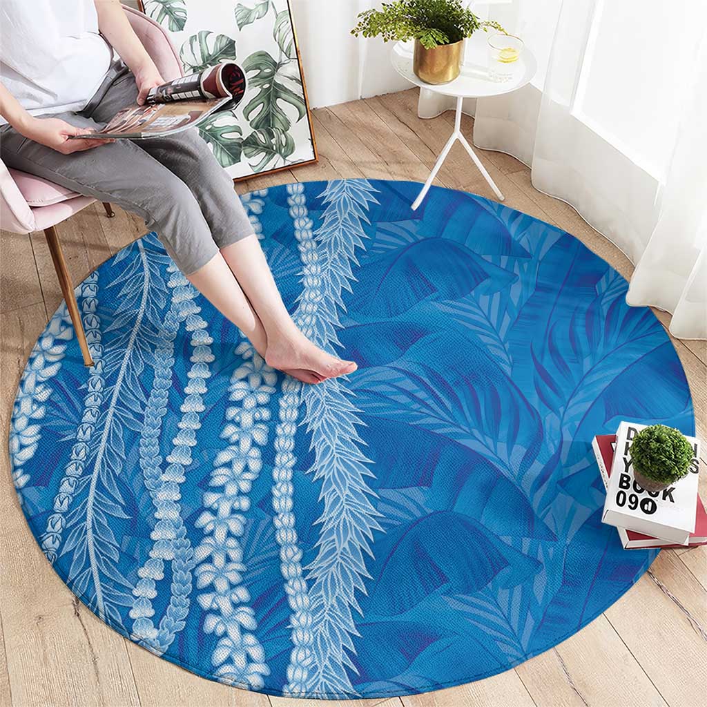 Hawaii Prince Kuhio Round Carpet Blue Hawaiian Lau Maia With Leis LT05 - Polynesian Pride
