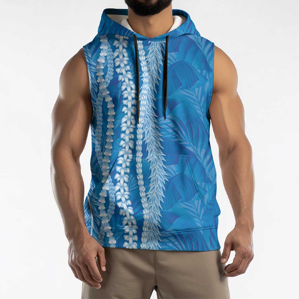 Hawaii Prince Kuhio Sleeveless Hoodie Blue Hawaiian Lau Maia With Leis LT05 - Polynesian Pride