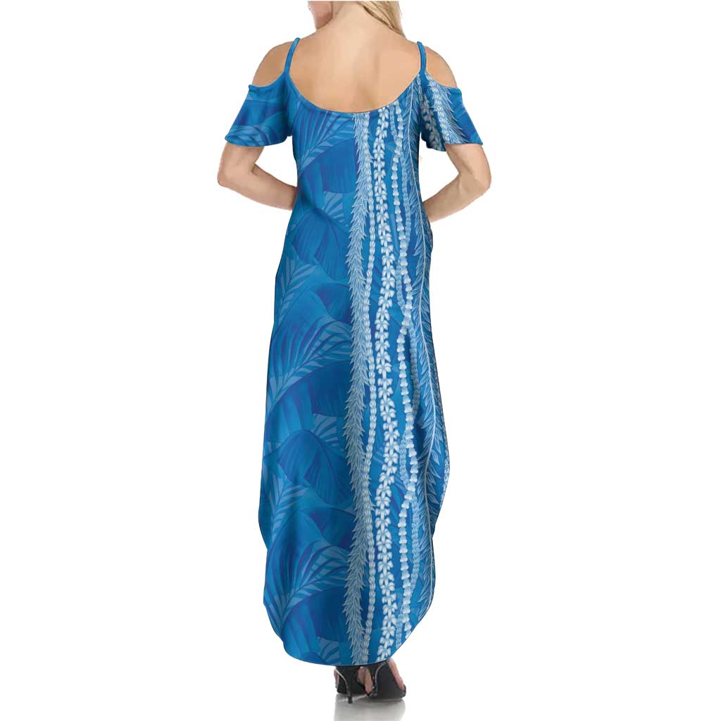 Hawaii Prince Kuhio Summer Maxi Dress Blue Hawaiian Lau Maia With Leis LT05 - Polynesian Pride