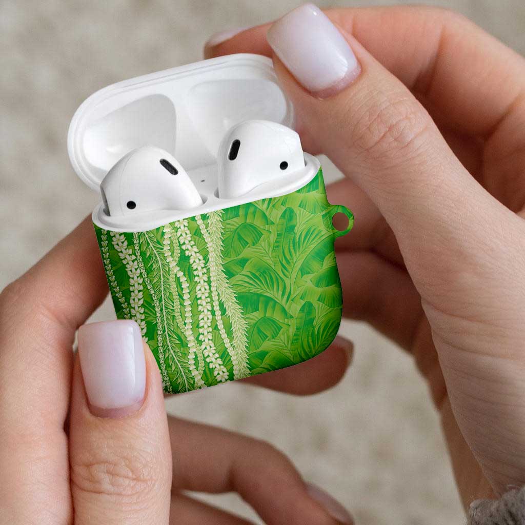 Hawaii Prince Kuhio AirPods Case Lime Green Hawaiian Lau Maia With Leis