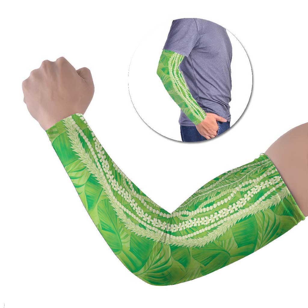 Hawaii Prince Kuhio Arm Sleeves Lime Green Hawaiian Lau Maia With Leis