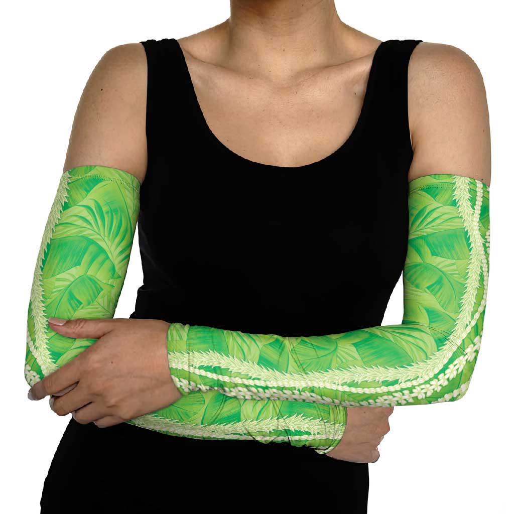 Hawaii Prince Kuhio Arm Sleeves Lime Green Hawaiian Lau Maia With Leis