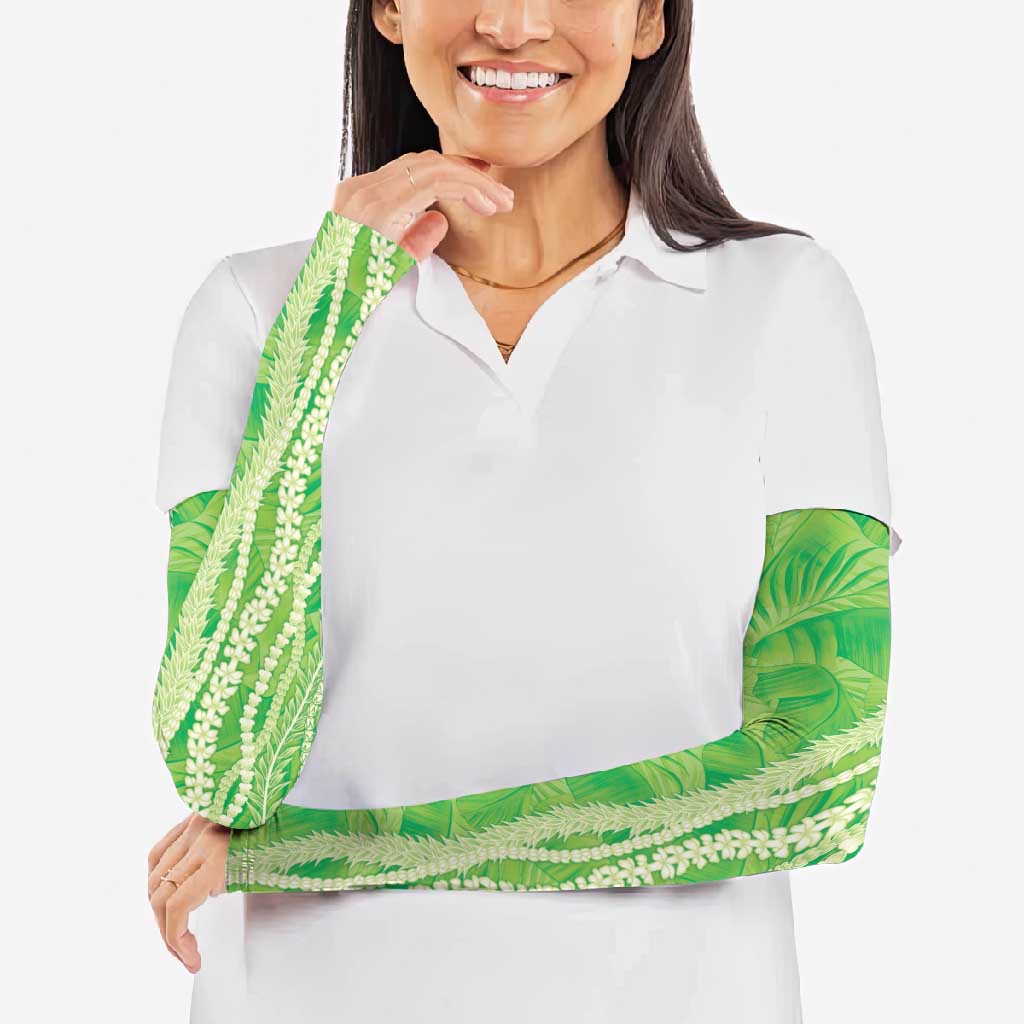 Hawaii Prince Kuhio Arm Sleeves Lime Green Hawaiian Lau Maia With Leis