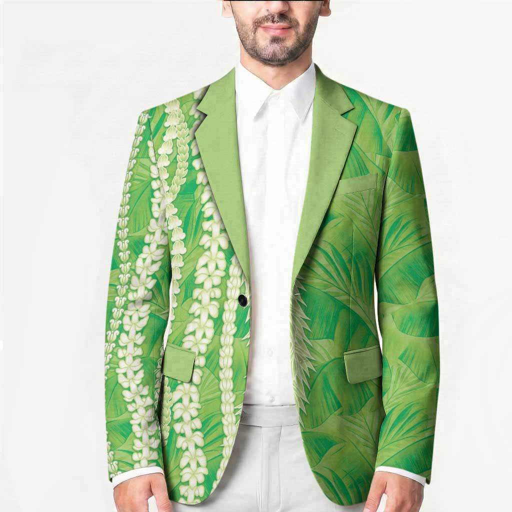 Hawaii Prince Kuhio Blazer Lime Green Hawaiian Lau Maia With Leis