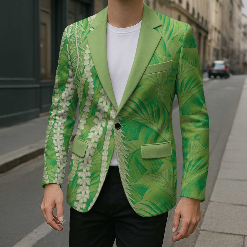 Hawaii Prince Kuhio Blazer Lime Green Hawaiian Lau Maia With Leis