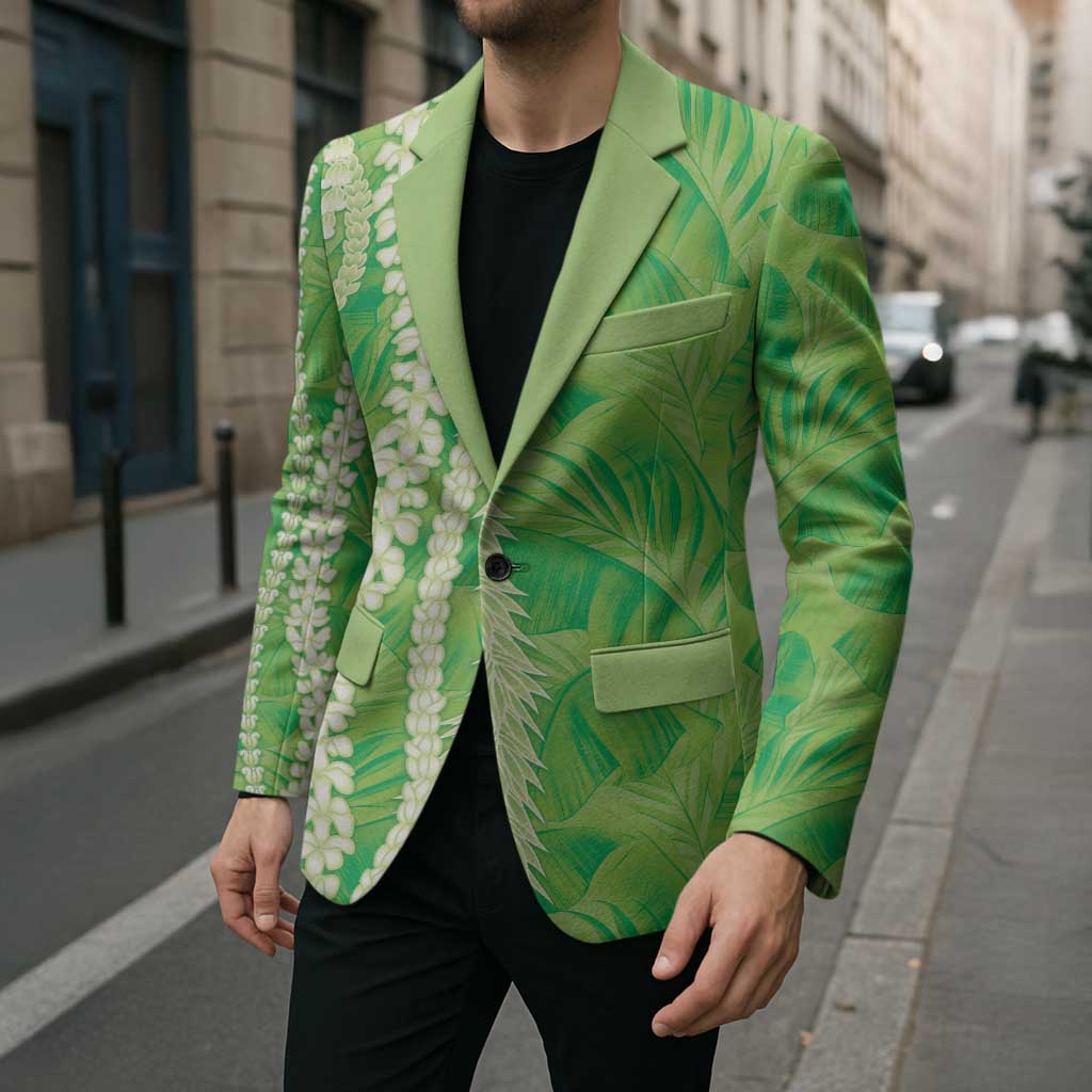 Hawaii Prince Kuhio Blazer Lime Green Hawaiian Lau Maia With Leis