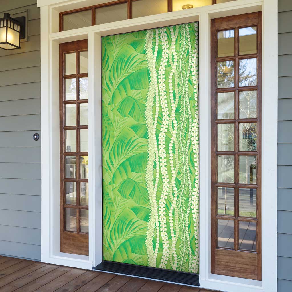 Hawaii Prince Kuhio Door Cover Lime Green Hawaiian Lau Maia With Leis