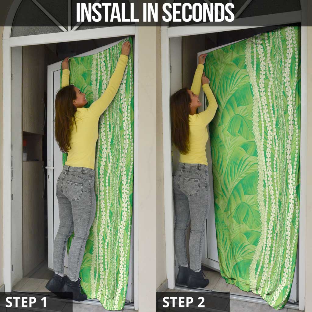 Hawaii Prince Kuhio Door Cover Lime Green Hawaiian Lau Maia With Leis