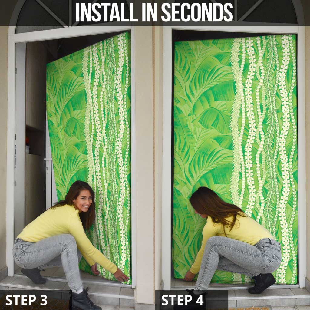 Hawaii Prince Kuhio Door Cover Lime Green Hawaiian Lau Maia With Leis