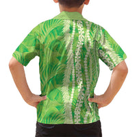 Hawaii Prince Kuhio Family Matching Summer Maxi Dress and Hawaiian Shirt Lime Green Hawaiian Lau Maia With Leis LT05 - Polynesian Pride