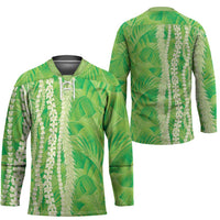 Hawaii Prince Kuhio Hockey Jersey Lime Green Hawaiian Lau Maia With Leis LT05 - Polynesian Pride