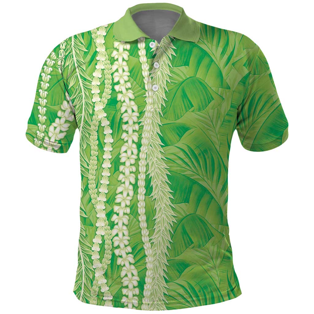 Hawaii Prince Kuhio Polo Shirt Lime Green Hawaiian Lau Maia With Leis LT05 Green - Polynesian Pride