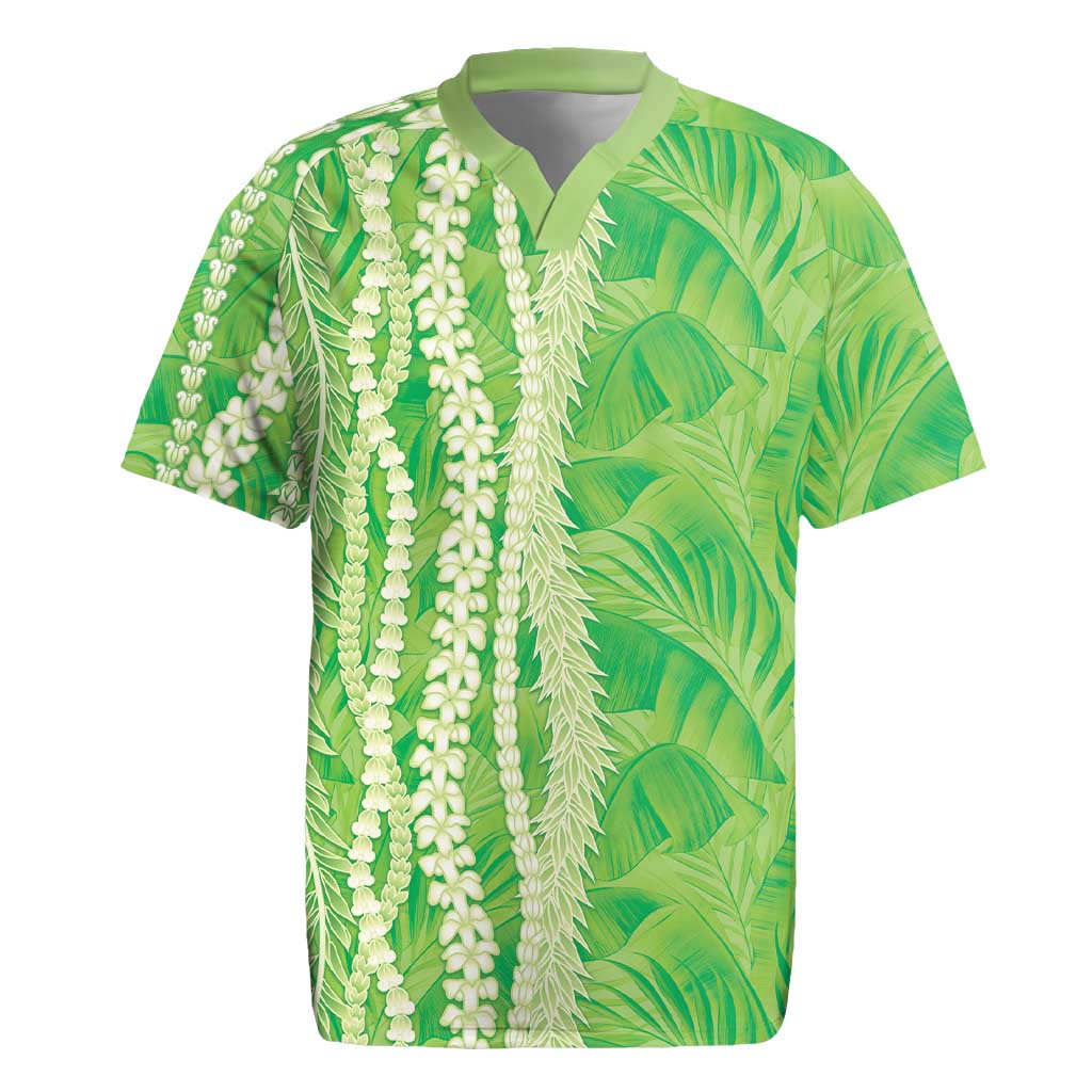 Hawaii Prince Kuhio Rugby Jersey Lime Green Hawaiian Lau Maia With Leis