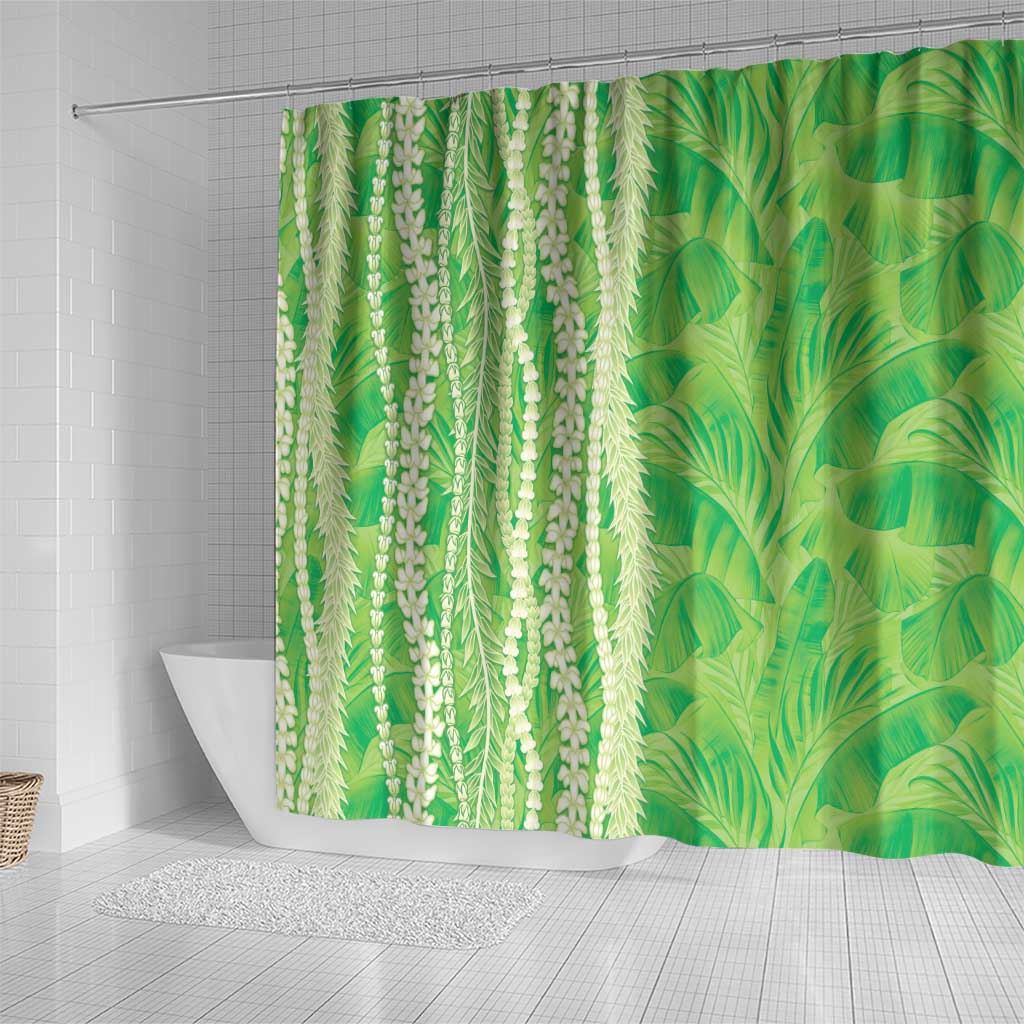 Hawaii Prince Kuhio Shower Curtain Lime Green Hawaiian Lau Maia With Leis LT05 - Polynesian Pride