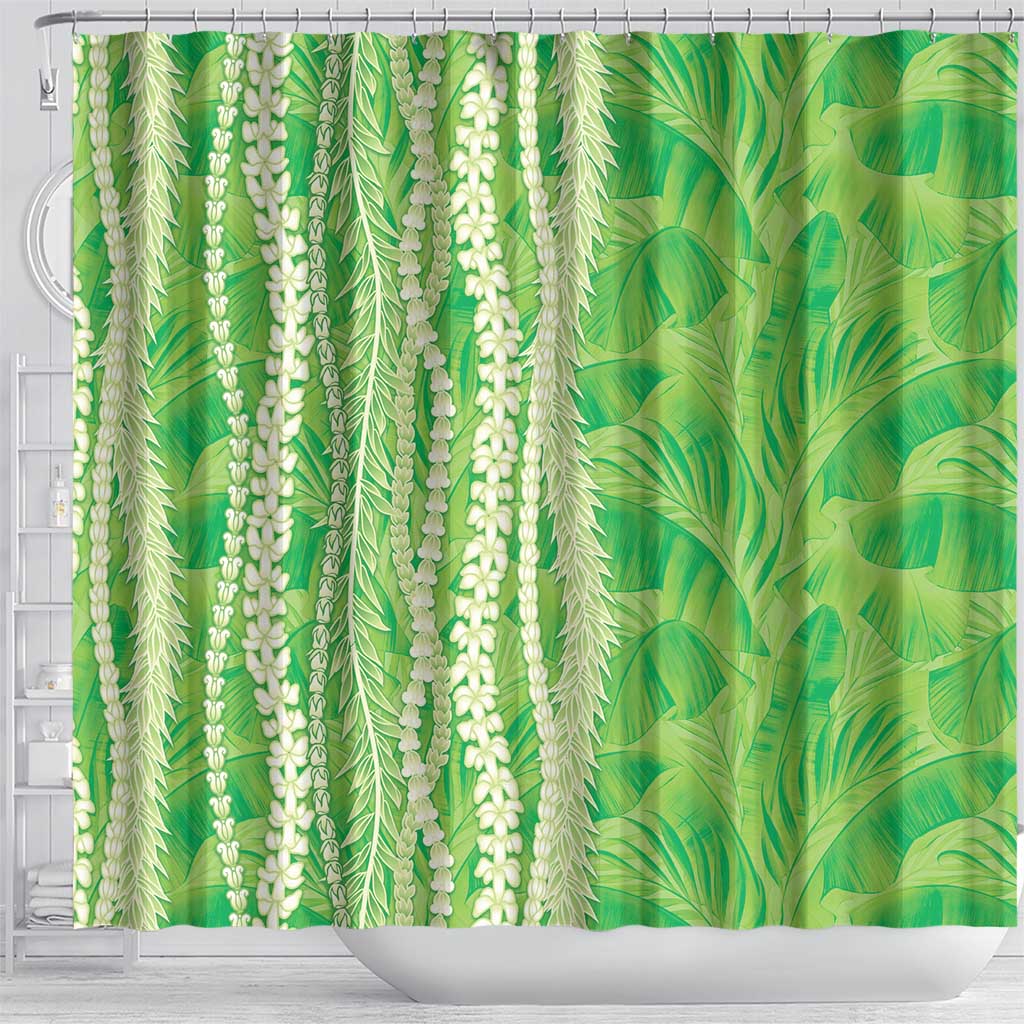 Hawaii Prince Kuhio Shower Curtain Lime Green Hawaiian Lau Maia With Leis LT05 - Polynesian Pride