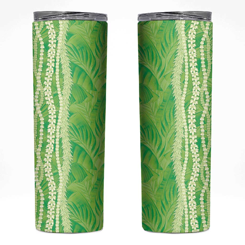 Hawaii Prince Kuhio Skinny Tumbler Lime Green Hawaiian Lau Maia With Leis