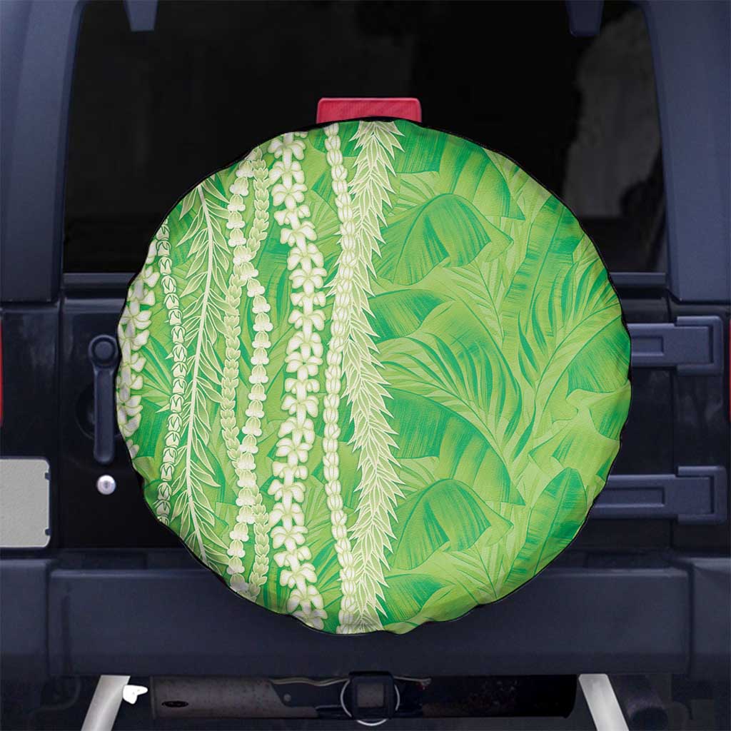 Hawaii Prince Kuhio Spare Tire Cover Lime Green Hawaiian Lau Maia With Leis