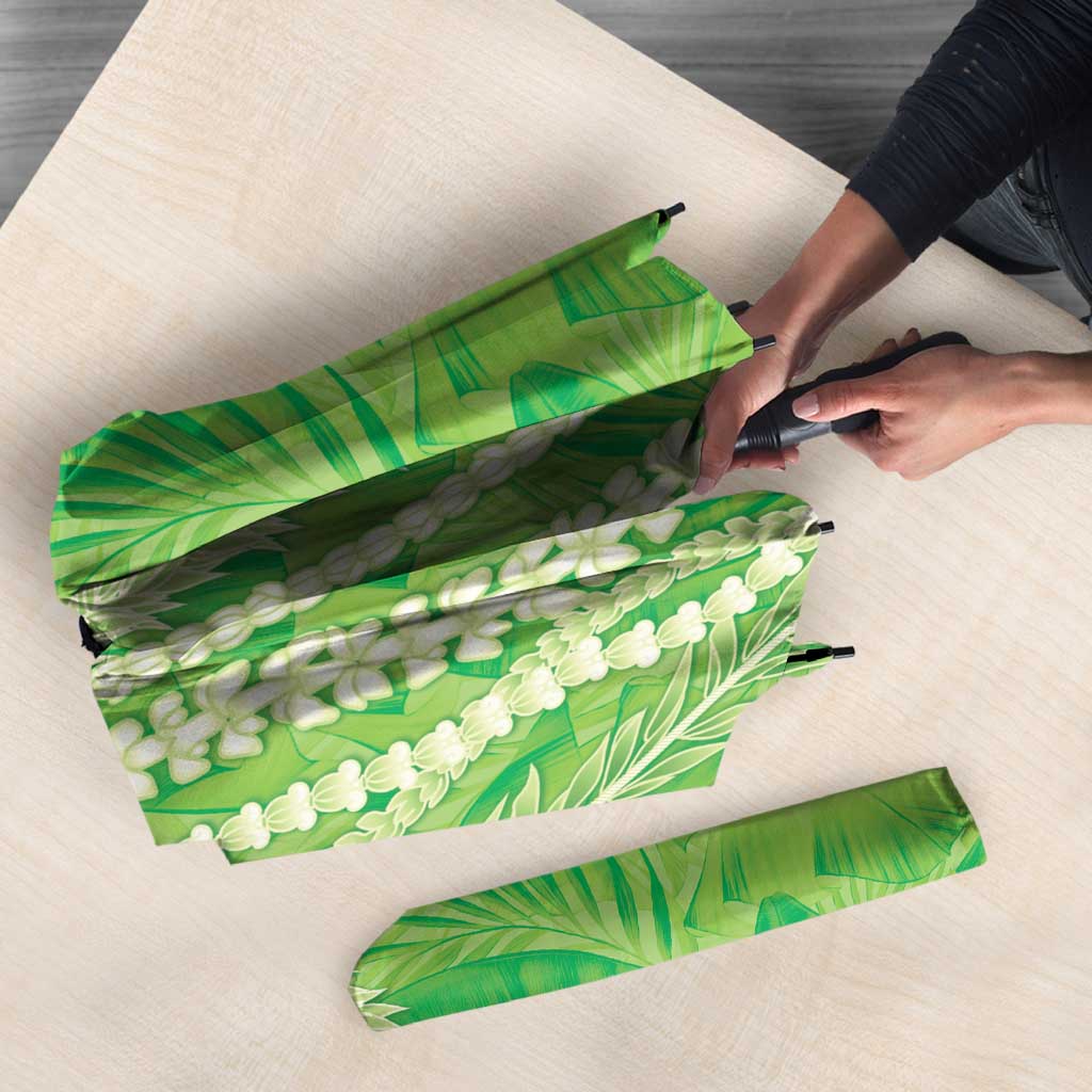 Hawaii Prince Kuhio Umbrella Lime Green Hawaiian Lau Maia With Leis LT05 - Polynesian Pride