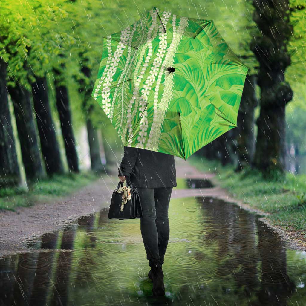 Hawaii Prince Kuhio Umbrella Lime Green Hawaiian Lau Maia With Leis LT05 - Polynesian Pride