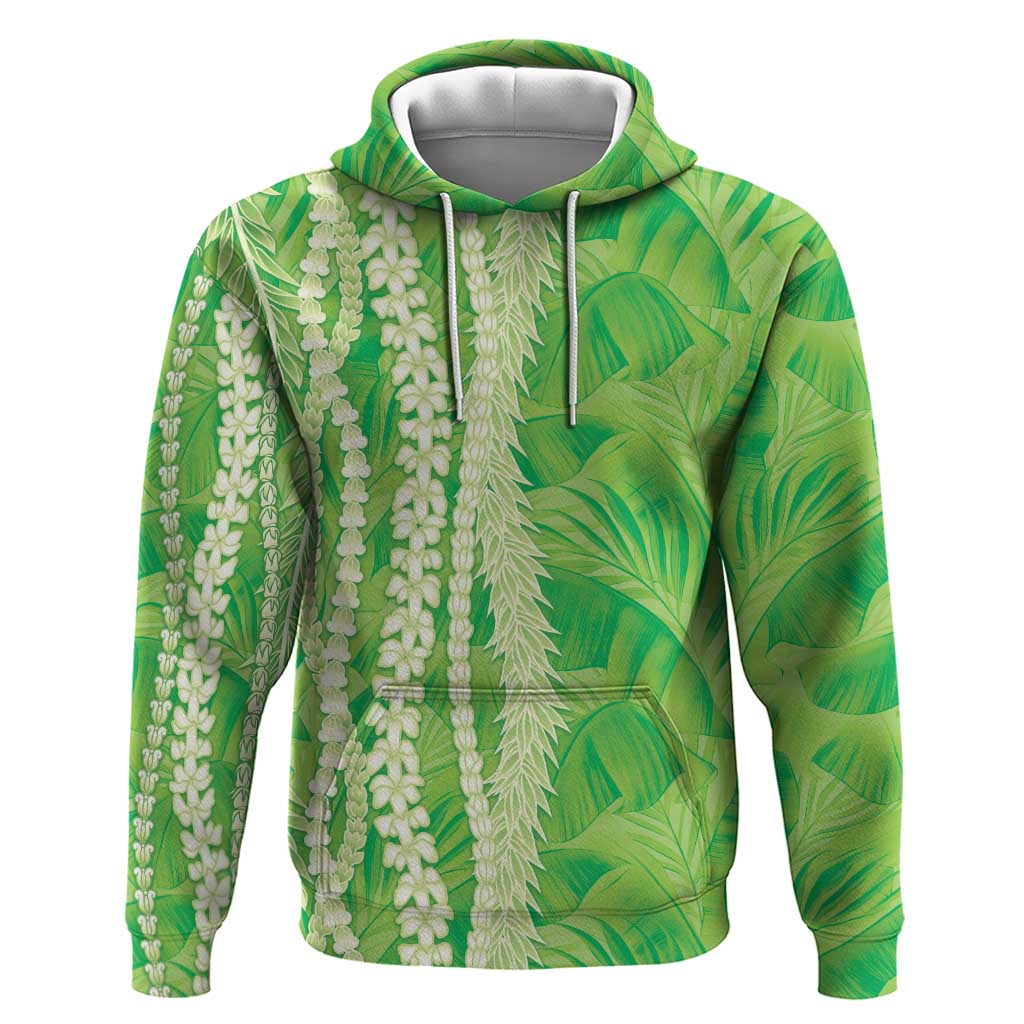 Hawaii Prince Kuhio Zip Hoodie Lime Green Hawaiian Lau Maia With Leis LT05 Pullover Hoodie Green - Polynesian Pride