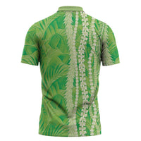 Hawaii Prince Kuhio Zipper Polo Shirt Lime Green Hawaiian Lau Maia With Leis