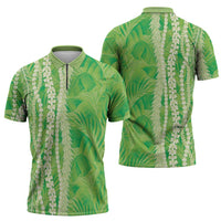 Hawaii Prince Kuhio Zipper Polo Shirt Lime Green Hawaiian Lau Maia With Leis