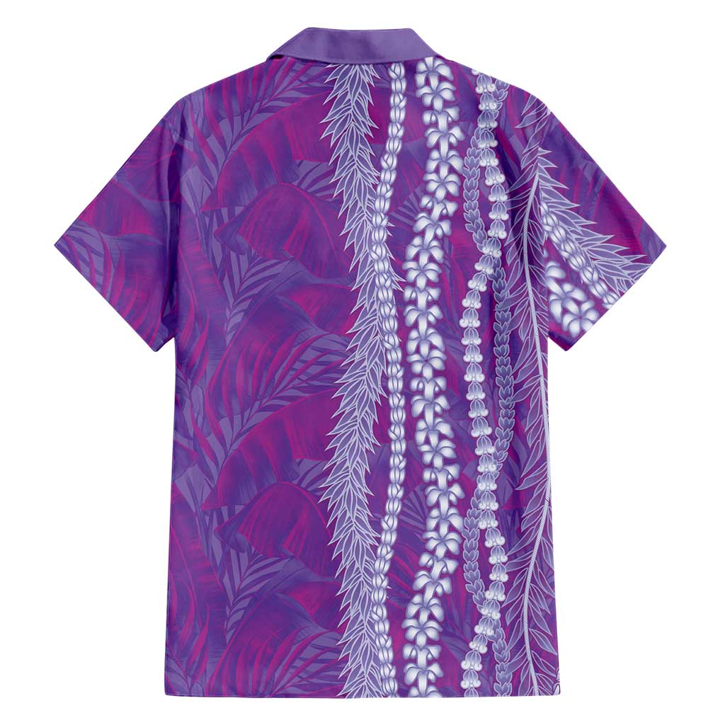Hawaii Prince Kuhio Family Matching Short Sleeve Bodycon Dress and Hawaiian Shirt Violet Hawaiian Lau Maia With Leis LT05 - Polynesian Pride