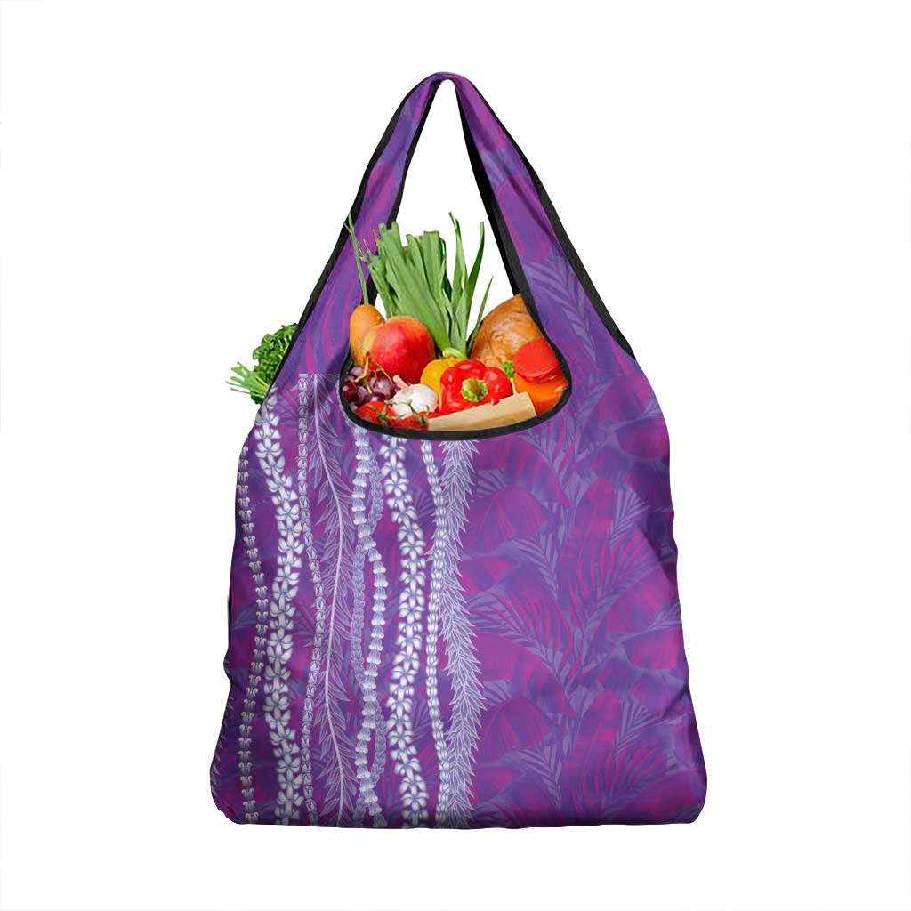 Hawaii Prince Kuhio Grocery Bag Violet Hawaiian Lau Maia With Leis