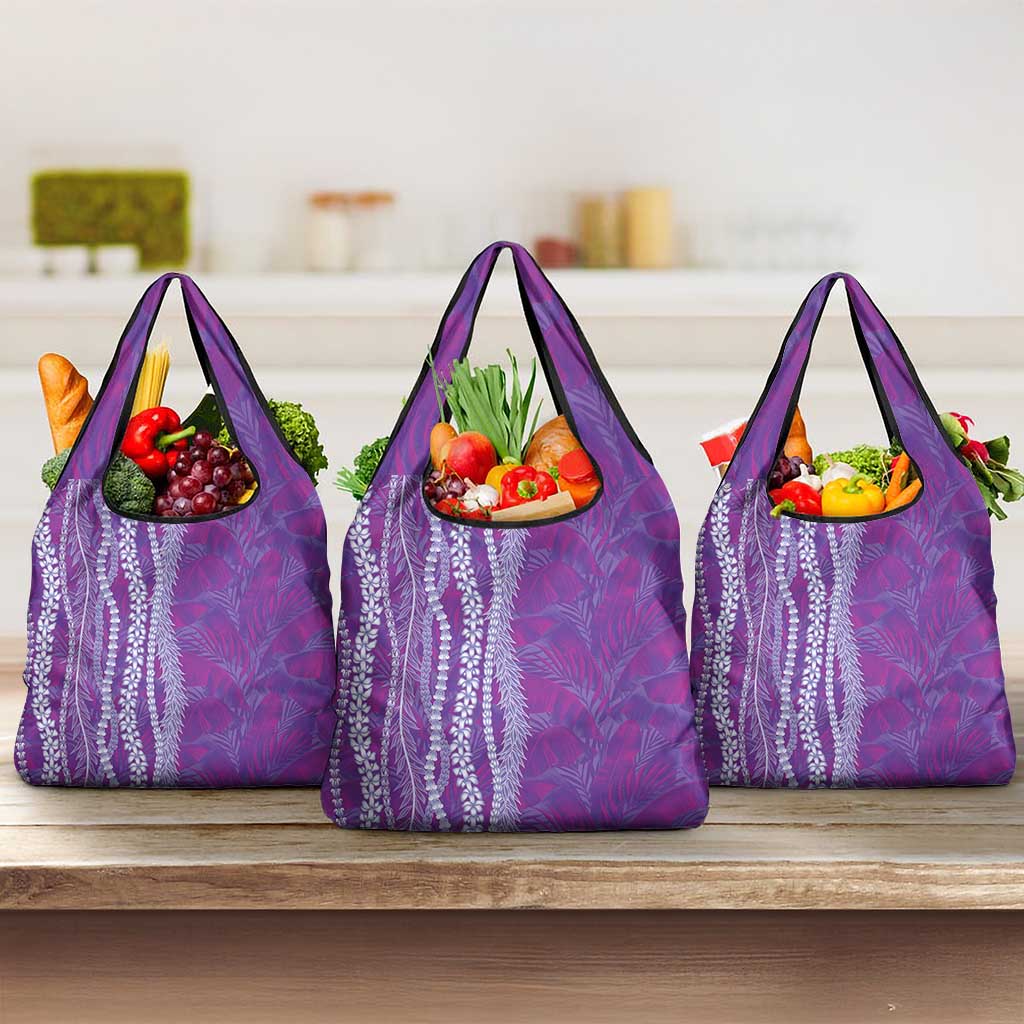 Hawaii Prince Kuhio Grocery Bag Violet Hawaiian Lau Maia With Leis