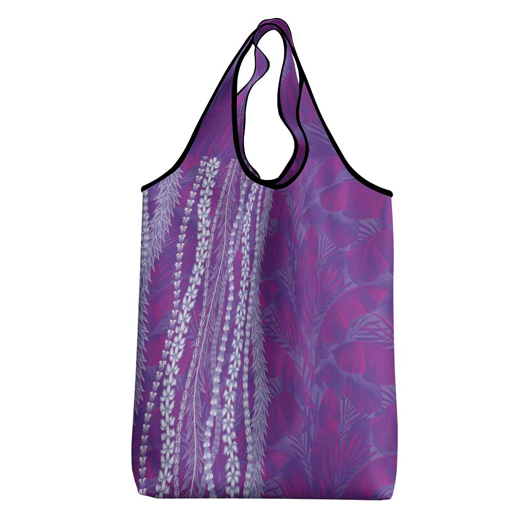 Hawaii Prince Kuhio Grocery Bag Violet Hawaiian Lau Maia With Leis