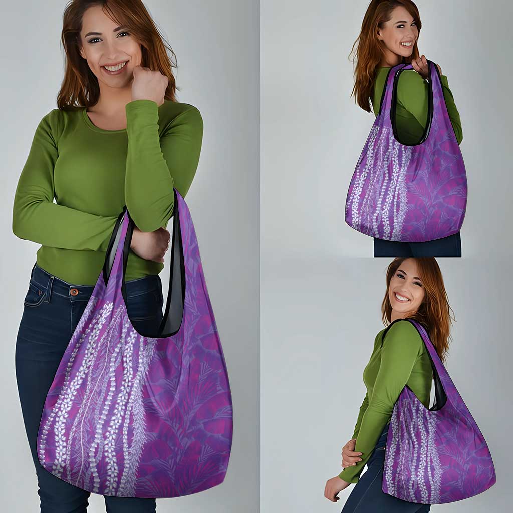 Hawaii Prince Kuhio Grocery Bag Violet Hawaiian Lau Maia With Leis