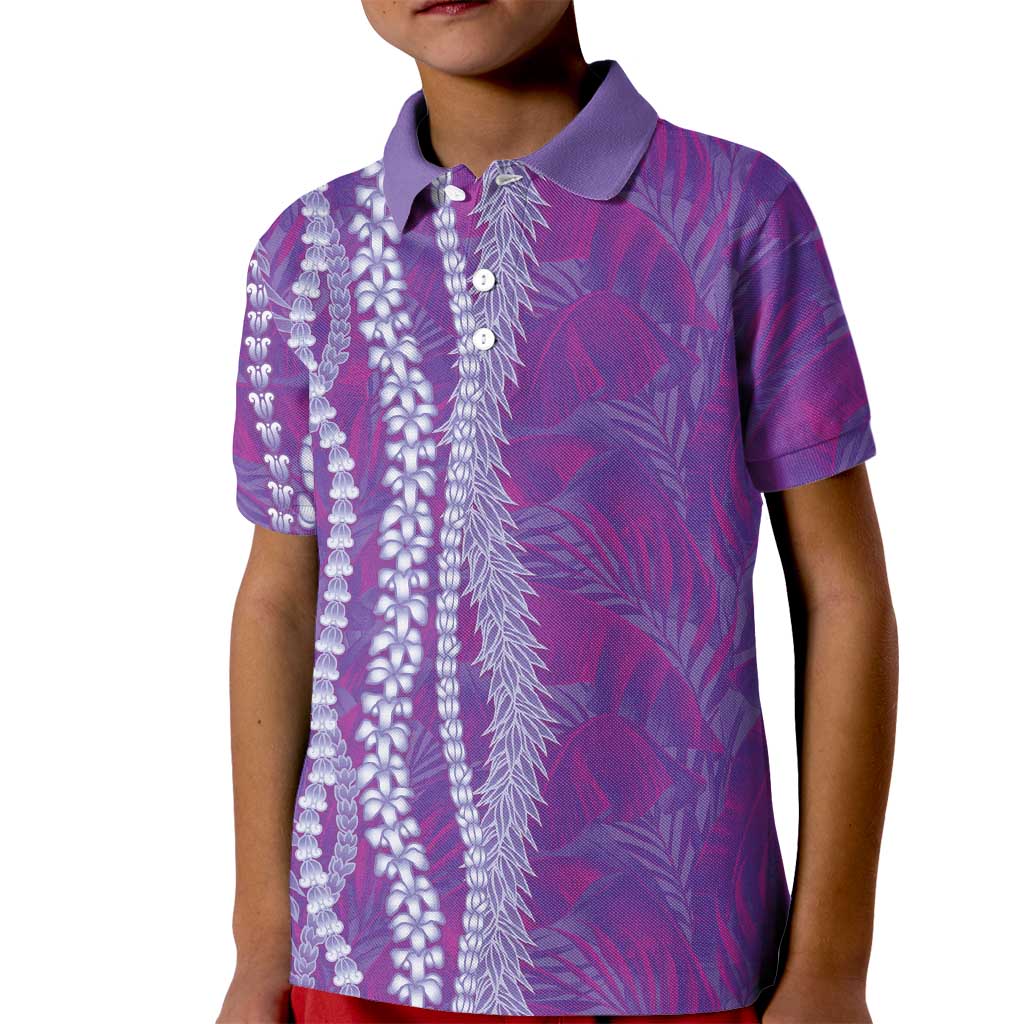 Hawaii Prince Kuhio Kid Polo Shirt Violet Hawaiian Lau Maia With Leis