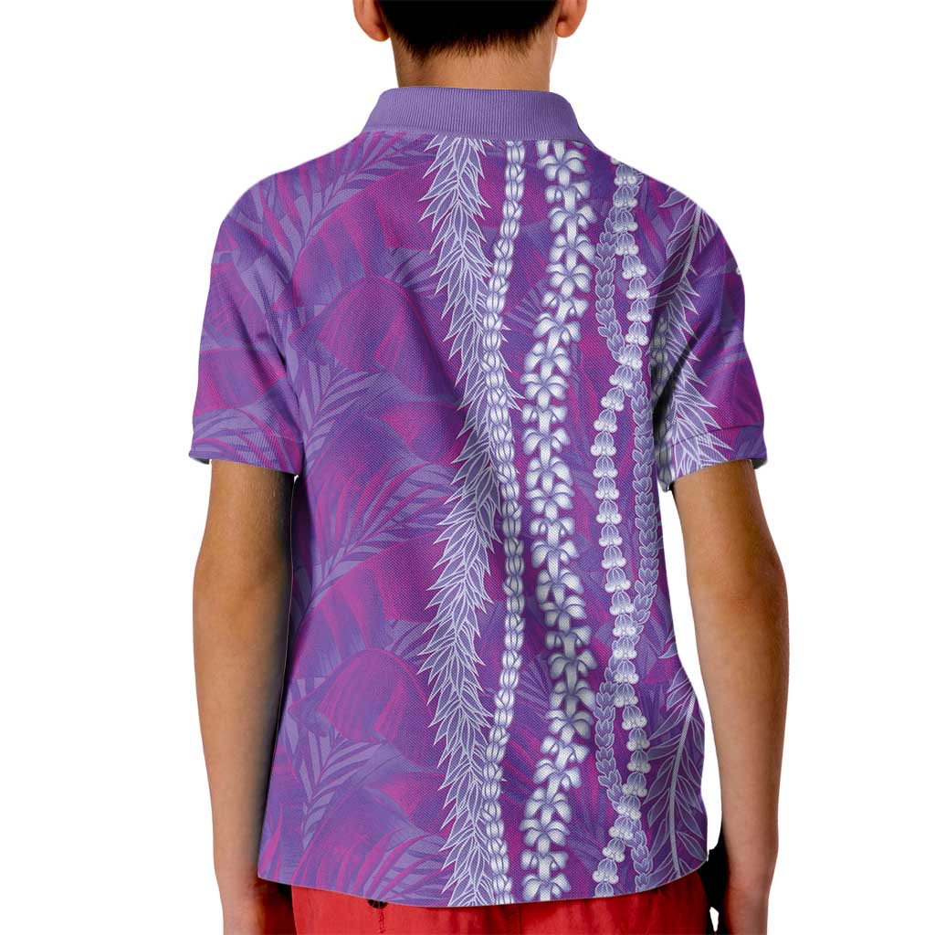 Hawaii Prince Kuhio Kid Polo Shirt Violet Hawaiian Lau Maia With Leis LT05 - Polynesian Pride