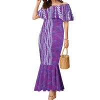 Hawaii Prince Kuhio Mermaid Dress Violet Hawaiian Lau Maia With Leis LT05 Women Violet - Polynesian Pride