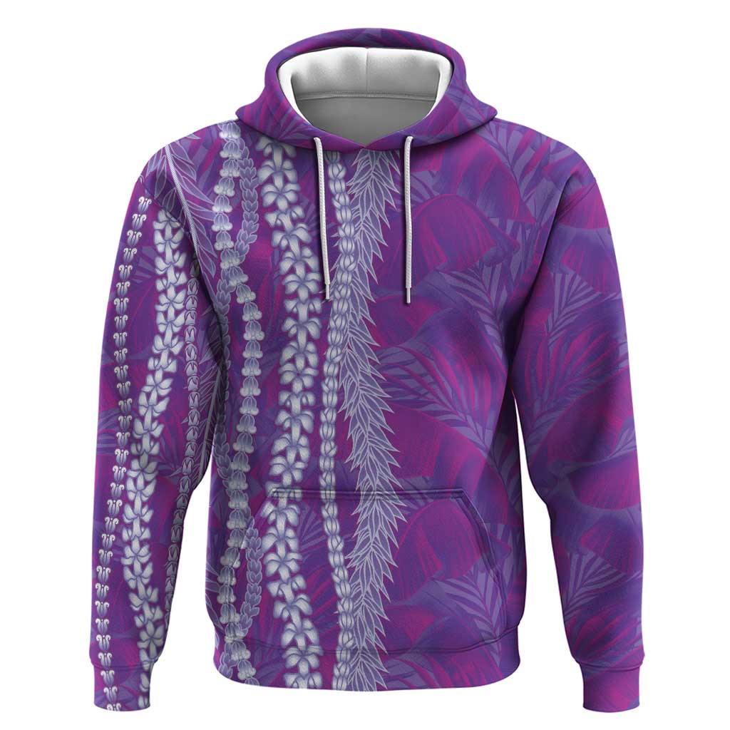 Hawaii Prince Kuhio Zip Hoodie Violet Hawaiian Lau Maia With Leis LT05 Pullover Hoodie Violet - Polynesian Pride