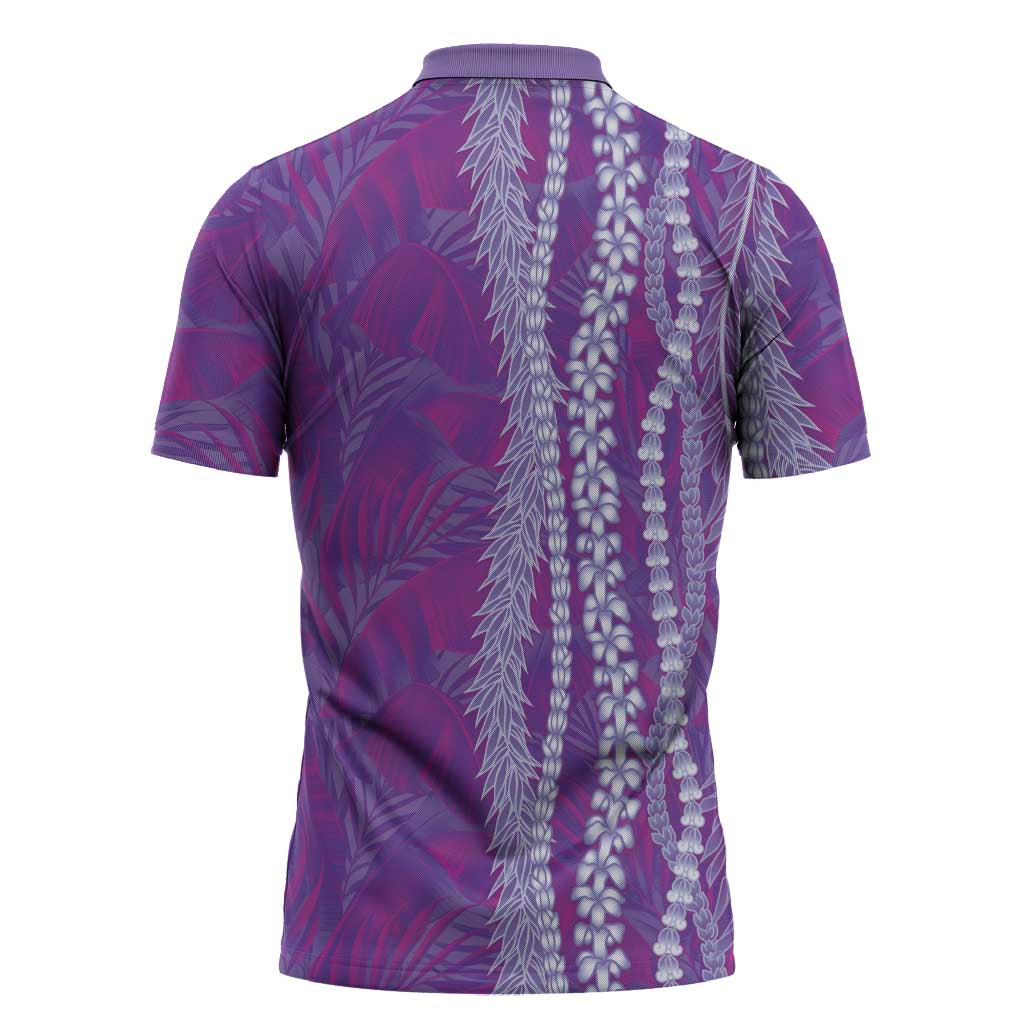 Hawaii Prince Kuhio Zipper Polo Shirt Violet Hawaiian Lau Maia With Leis