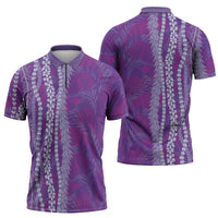 Hawaii Prince Kuhio Zipper Polo Shirt Violet Hawaiian Lau Maia With Leis