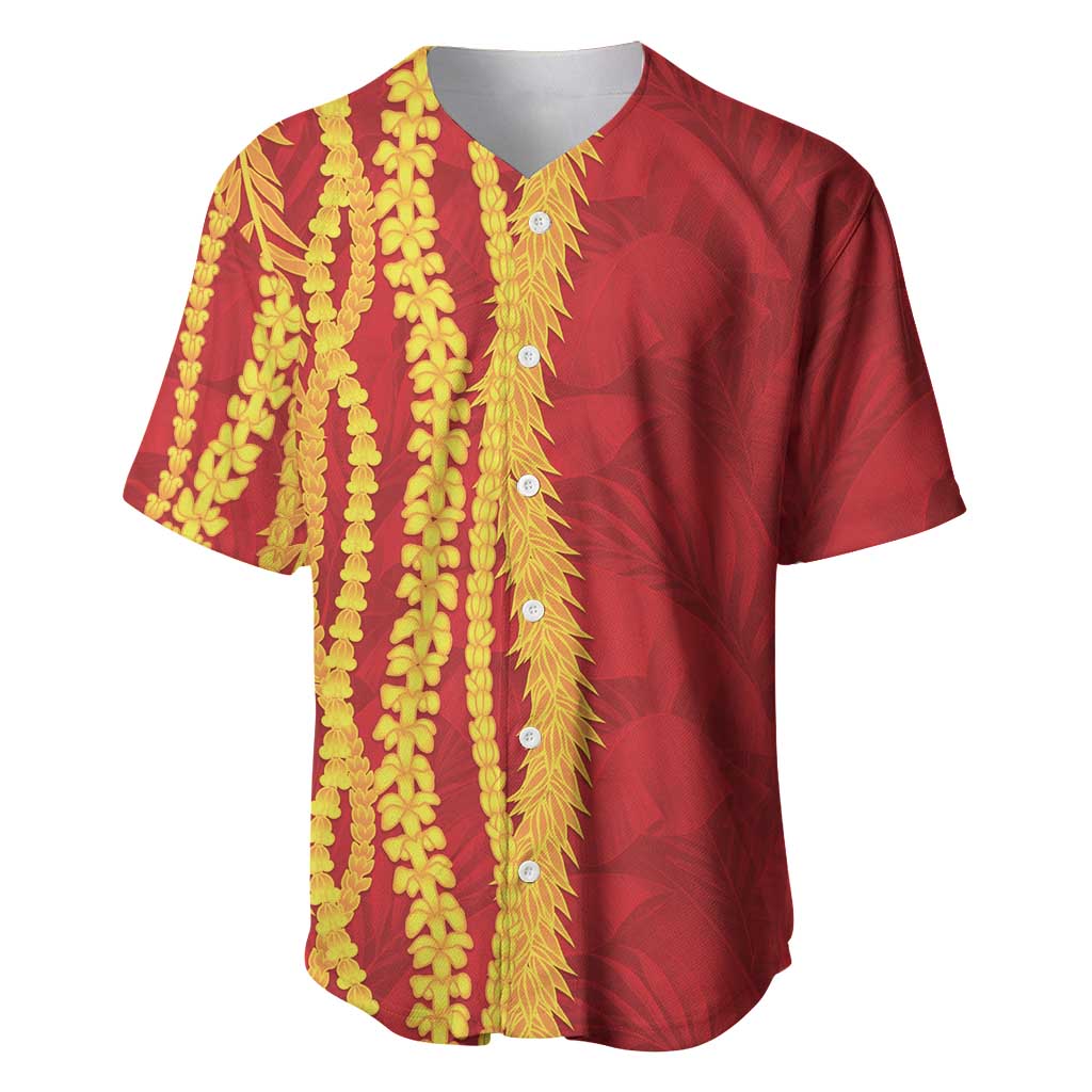 Hawaii Prince Kuhio Baseball Jersey Red Hawaiian Lau Maia With Leis