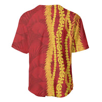 Hawaii Prince Kuhio Baseball Jersey Red Hawaiian Lau Maia With Leis