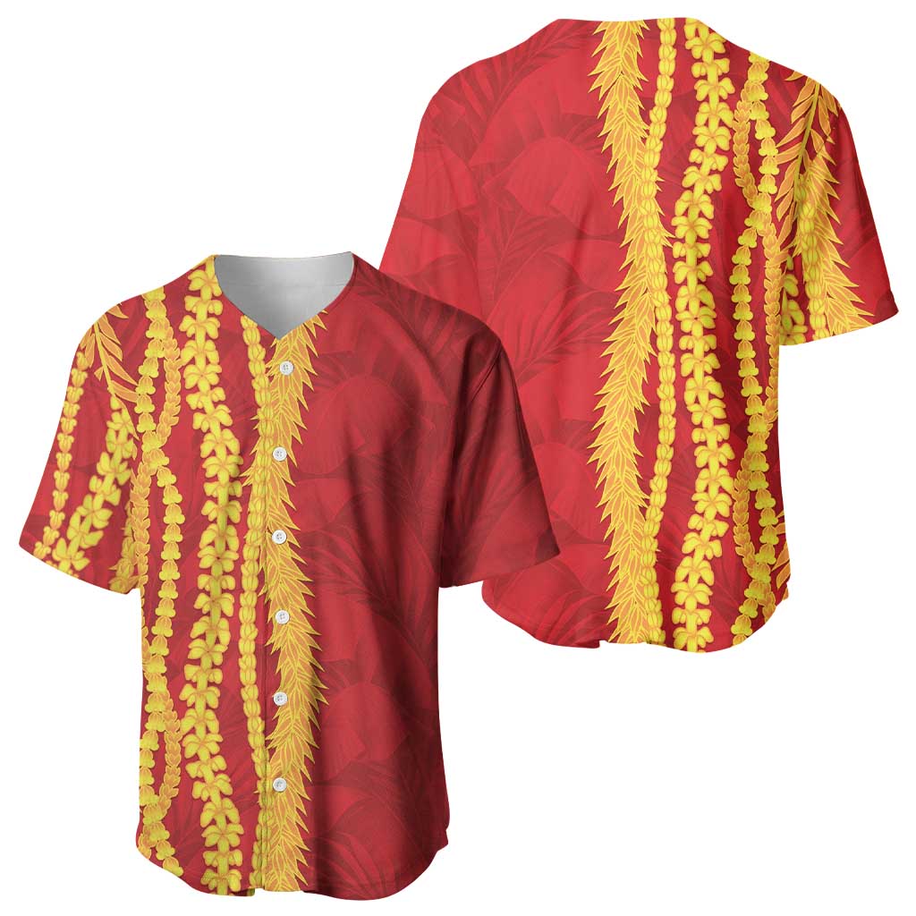 Hawaii Prince Kuhio Baseball Jersey Red Hawaiian Lau Maia With Leis